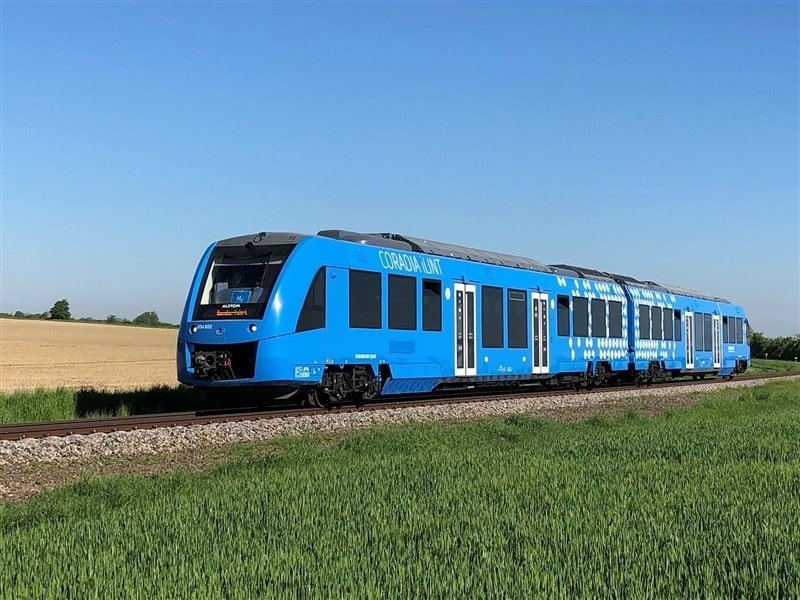 De door waterstof aangedreven versie van de iLint die door Alstom is ontwikkeld.  (Rechten: Alstom)