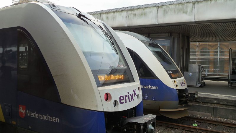 Hier zien we de eerste generaties LINT-treinen in dienst bij Erixx in de deelstaat Nedersaksen. (Rechten: Clic)