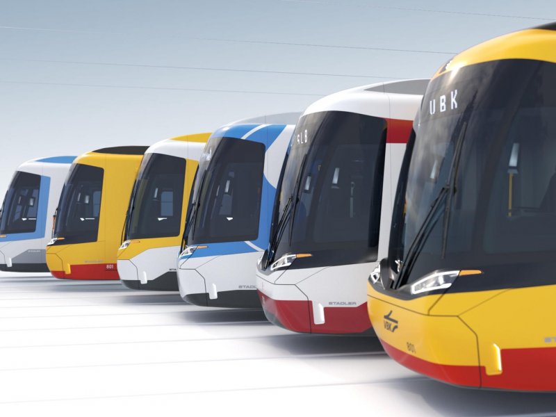 De verschillende modellen City-link trams van Stadler. 