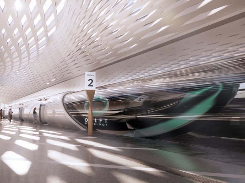 Hier kan je in de toekomst op een Hyperloop opstappen naar een Europese bestemming. (Foto: Delft Hyperloop)