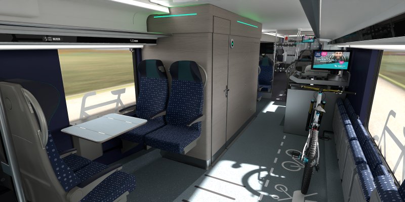 De ruimte in de trein voor fietsen en kinderwagens. (Foto: Alstom)