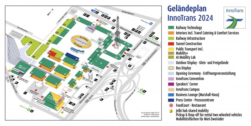 De plattegrond van Innotrans 2024