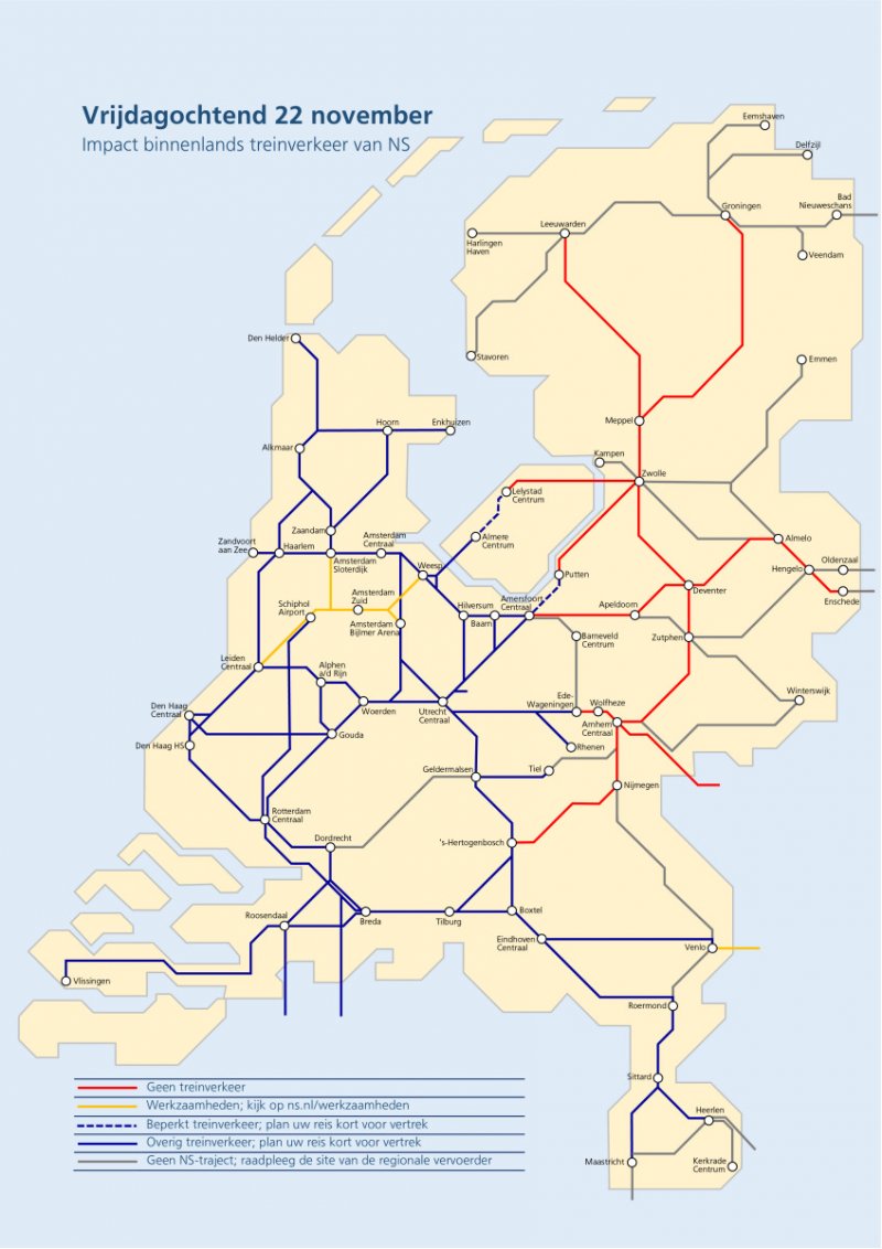 De staking vindt vrijdag in Noord- en Oost-Nederland plaats.