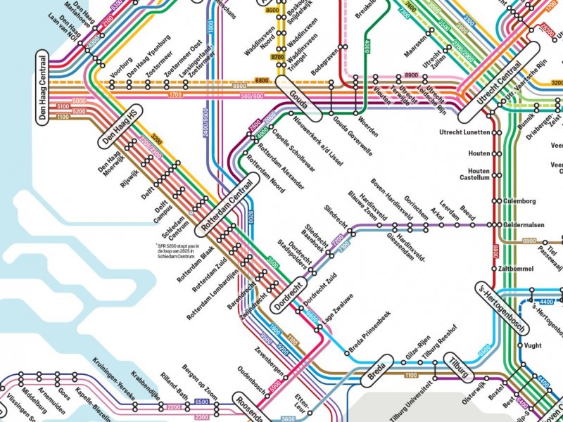 NS heeft de nieuwe spoorkaart voor de dienstregeling van 2025 gepubliceerd. (Foto: NS)