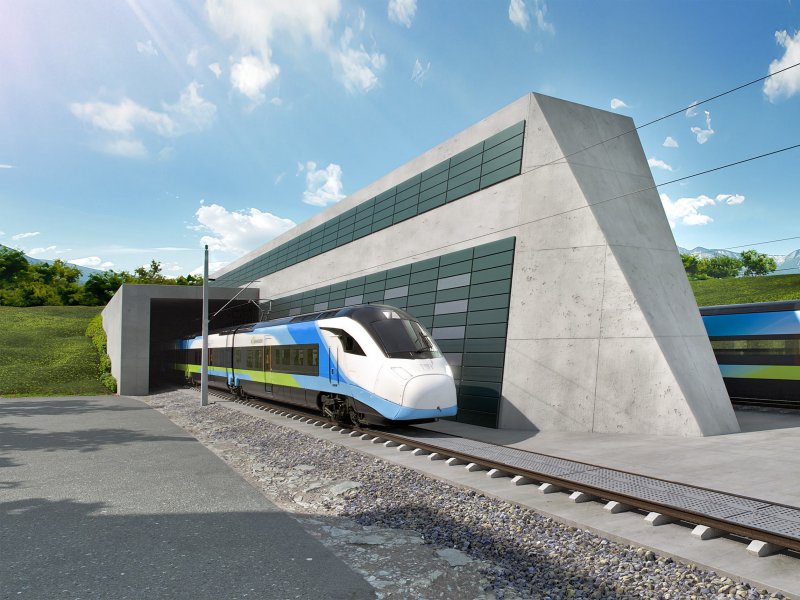 Het ontwerp van de nieuwe treinen voor WESTbahn. (Foto: Stadler Rail)